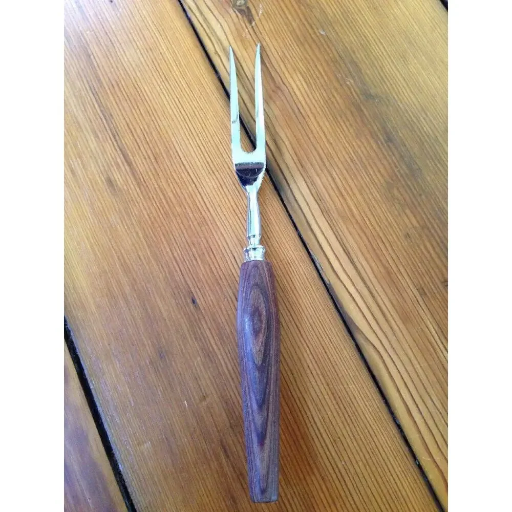 Vintage Canoe Muffin Mid Century Modern Steel Wood Handled Serving Fork 9.75